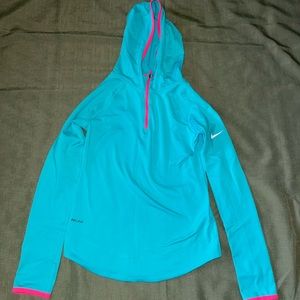Nike Pro Girls Size L Dri Fit 1/4 Zip Fleece Hoodie